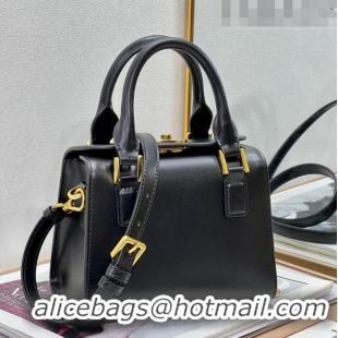 Super Quality Dior Small Boston Bag in Box Calfskin CD4063 Black 2023