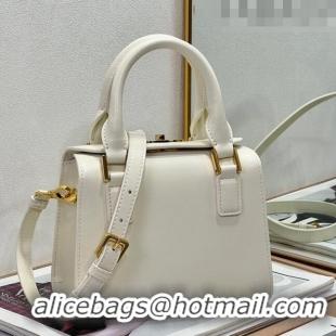 Inexpensive Dior Small Boston Bag in Box Calfskin CD4063 White 2023