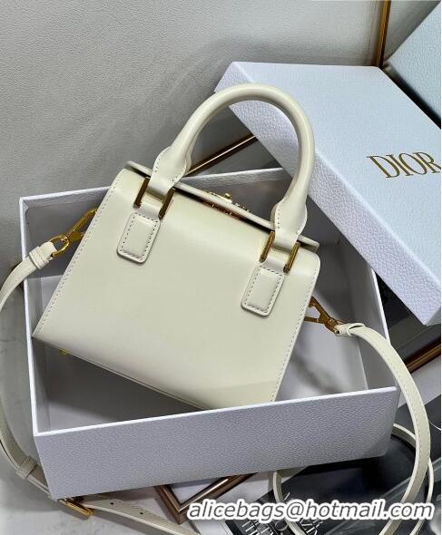 Inexpensive Dior Small Boston Bag in Box Calfskin CD4063 White 2023