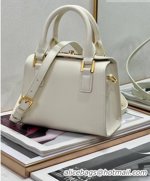 Inexpensive Dior Small Boston Bag in Box Calfskin CD4063 White 2023