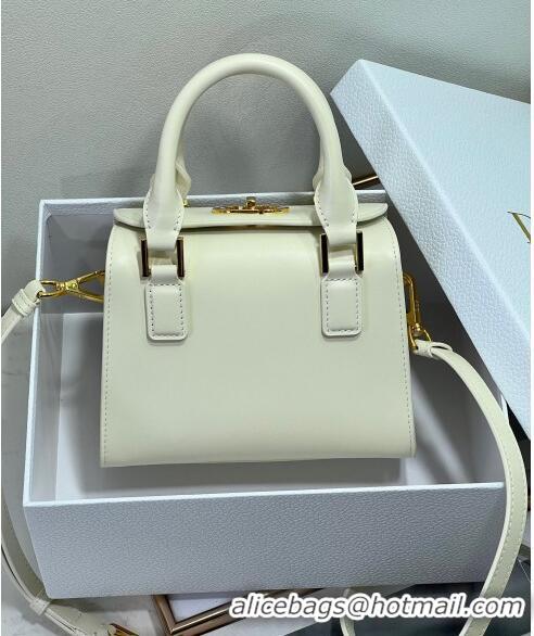 Inexpensive Dior Small Boston Bag in Box Calfskin CD4063 White 2023