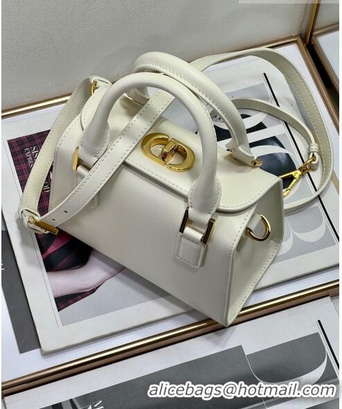 Inexpensive Dior Small Boston Bag in Box Calfskin CD4063 White 2023