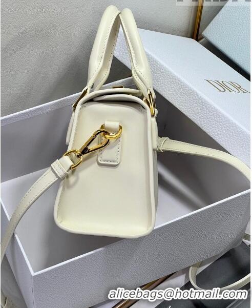 Inexpensive Dior Small Boston Bag in Box Calfskin CD4063 White 2023