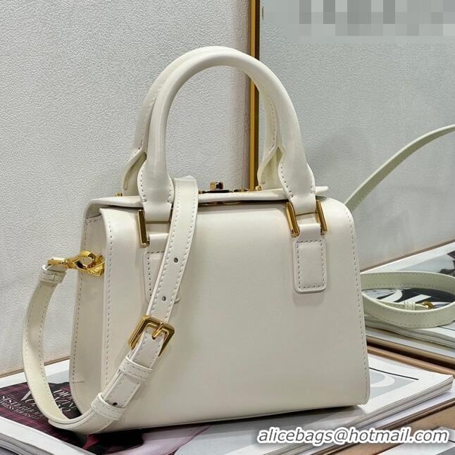 Inexpensive Dior Small Boston Bag in Box Calfskin CD4063 White 2023