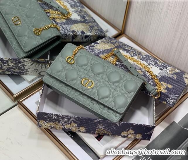 Famous Brand Dior Caro Chain Belt Bag D08241 Dusty Blue 2023