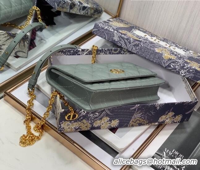 Famous Brand Dior Caro Chain Belt Bag D08241 Dusty Blue 2023