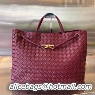 Inexpensive Bottega Veneta Large Andiamo Top Handle Bag in Intrecciato Leather 743575 Barolo Red 2023