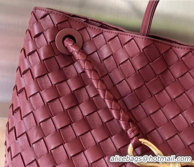 Inexpensive Bottega Veneta Large Andiamo Top Handle Bag in Intrecciato Leather 743575 Barolo Red 2023