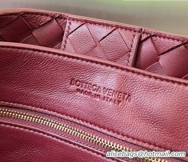 Inexpensive Bottega Veneta Large Andiamo Top Handle Bag in Intrecciato Leather 743575 Barolo Red 2023