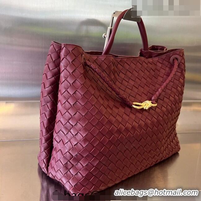 Inexpensive Bottega Veneta Large Andiamo Top Handle Bag in Intrecciato Leather 743575 Barolo Red 2023