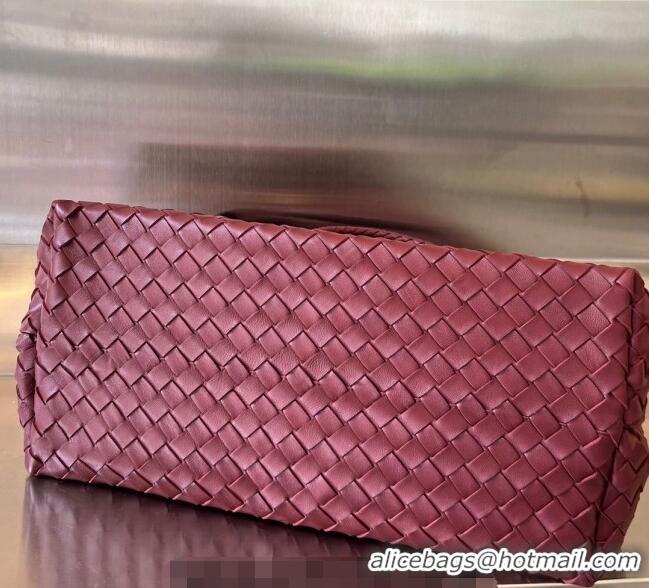 Inexpensive Bottega Veneta Large Andiamo Top Handle Bag in Intrecciato Leather 743575 Barolo Red 2023