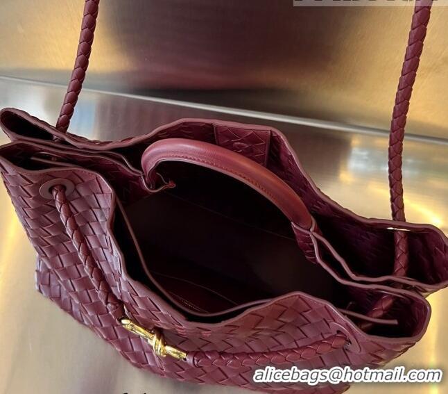 Inexpensive Bottega Veneta Large Andiamo Top Handle Bag in Intrecciato Leather 743575 Barolo Red 2023