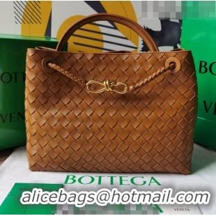 Super Quality Bottega Veneta Medium Andiamo Top Handle Bag in Intrecciato Leather 743572 Camel Brown 2023