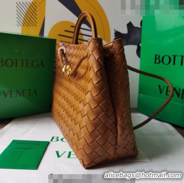 Super Quality Bottega Veneta Medium Andiamo Top Handle Bag in Intrecciato Leather 743572 Camel Brown 2023