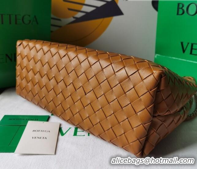 Super Quality Bottega Veneta Medium Andiamo Top Handle Bag in Intrecciato Leather 743572 Camel Brown 2023