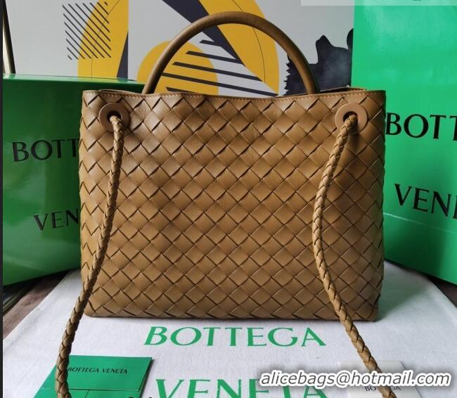 Top Quality Bottega Veneta Medium Andiamo Top Handle Bag in Intrecciato Leather 743572 Acorn Brown 2023