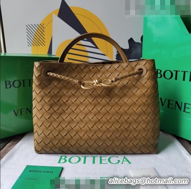 Top Quality Bottega Veneta Medium Andiamo Top Handle Bag in Intrecciato Leather 743572 Acorn Brown 2023