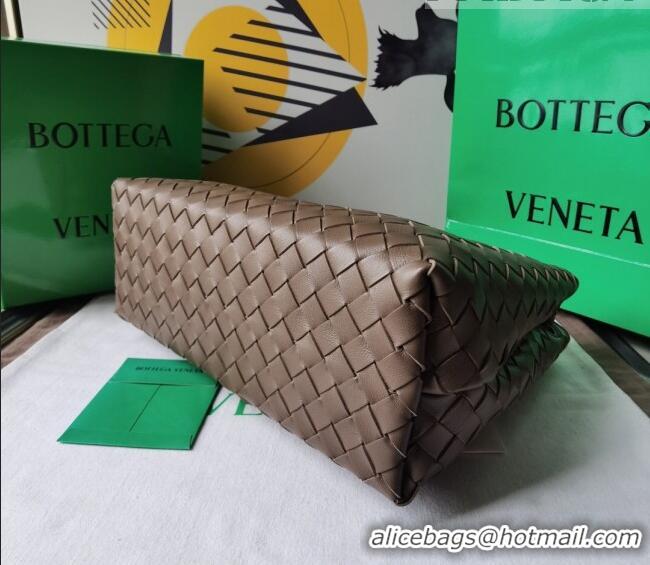 Good Taste Bottega Veneta Medium Andiamo Top Handle Bag in Intrecciato Leather 743572 Taupe grey 2023