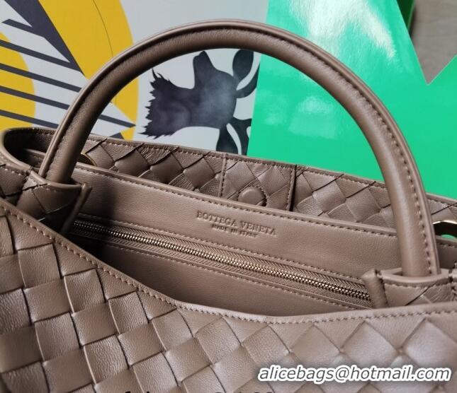 Good Taste Bottega Veneta Medium Andiamo Top Handle Bag in Intrecciato Leather 743572 Taupe grey 2023