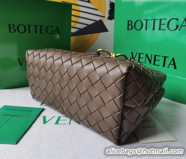 Good Product Bottega Veneta Small Andiamo Top Handle Bag in Intrecciato Leather 743568 Taupe grey 2023