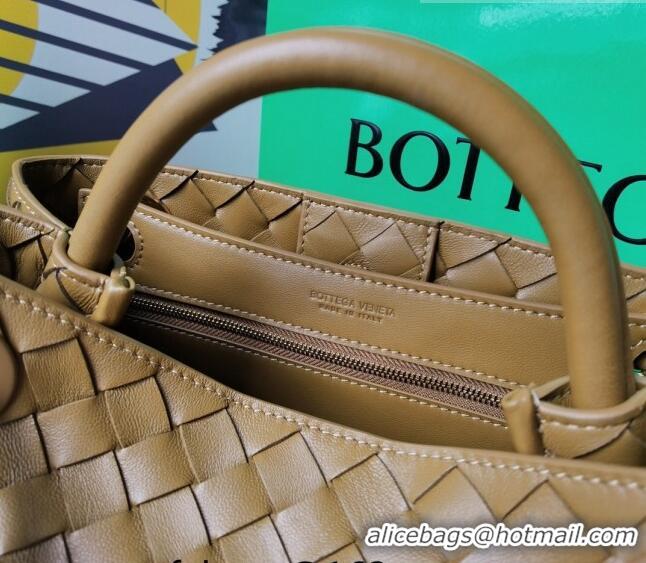 New Design Bottega Veneta Small Andiamo Top Handle Bag in Intrecciato Leather 743568 Acorn Brown 2023