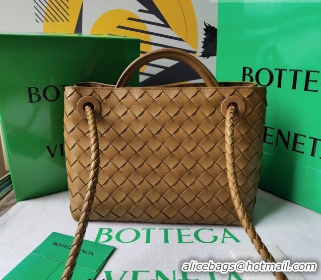 New Design Bottega Veneta Small Andiamo Top Handle Bag in Intrecciato Leather 743568 Acorn Brown 2023