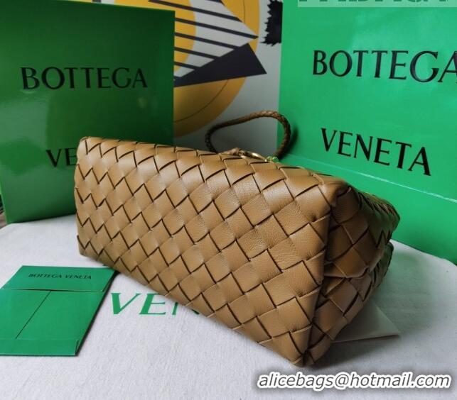 New Design Bottega Veneta Small Andiamo Top Handle Bag in Intrecciato Leather 743568 Acorn Brown 2023