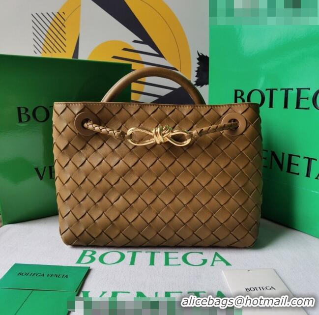 New Design Bottega Veneta Small Andiamo Top Handle Bag in Intrecciato Leather 743568 Acorn Brown 2023