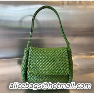 Reasonable Price Bottega Veneta Cobble Small Shoulder Bag in Intreccio Leather 709418 Green Pepper 2023