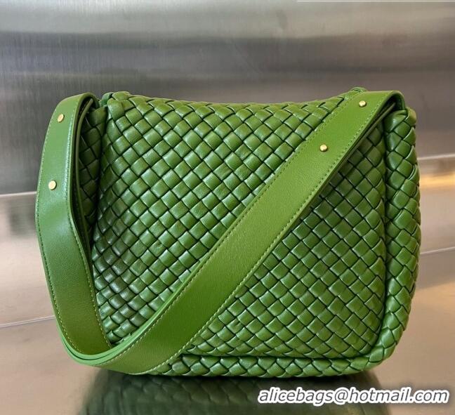 Reasonable Price Bottega Veneta Cobble Small Shoulder Bag in Intreccio Leather 709418 Green Pepper 2023