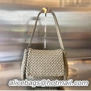 Super Quality Bottega Veneta Cobble Small Shoulder Bag in Intreccio Leather 709418 Taupe Grey 2023