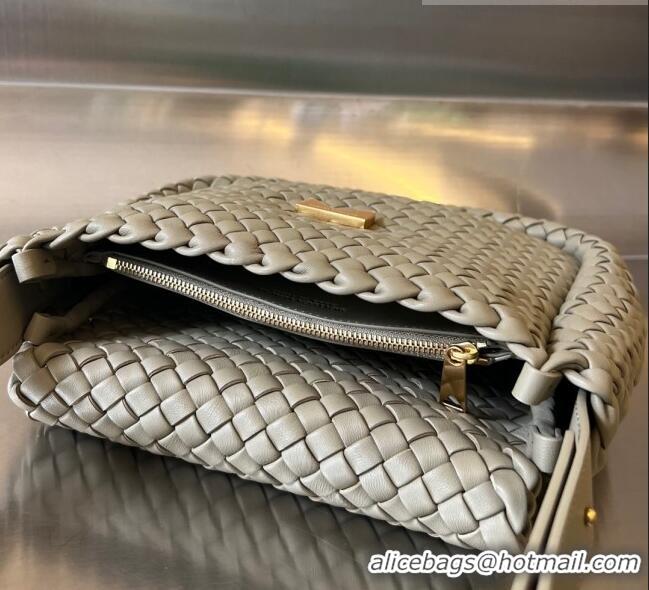 Super Quality Bottega Veneta Cobble Small Shoulder Bag in Intreccio Leather 709418 Taupe Grey 2023