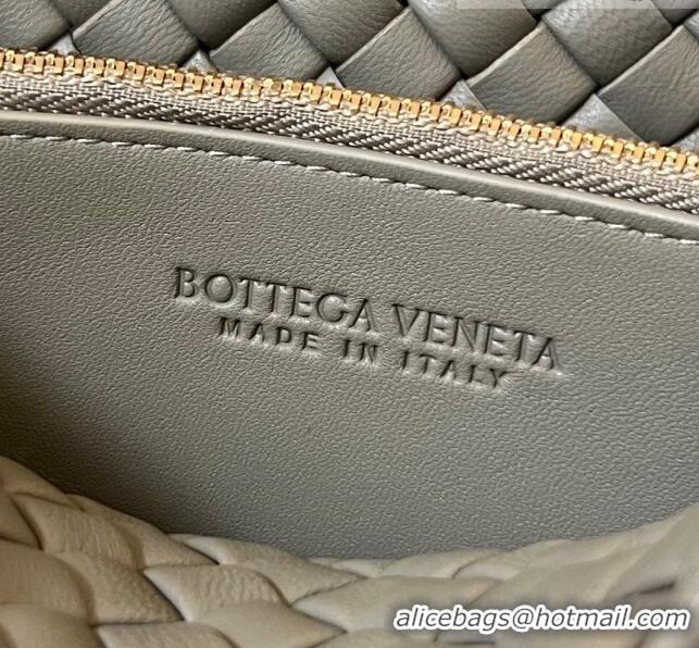 Super Quality Bottega Veneta Cobble Small Shoulder Bag in Intreccio Leather 709418 Taupe Grey 2023