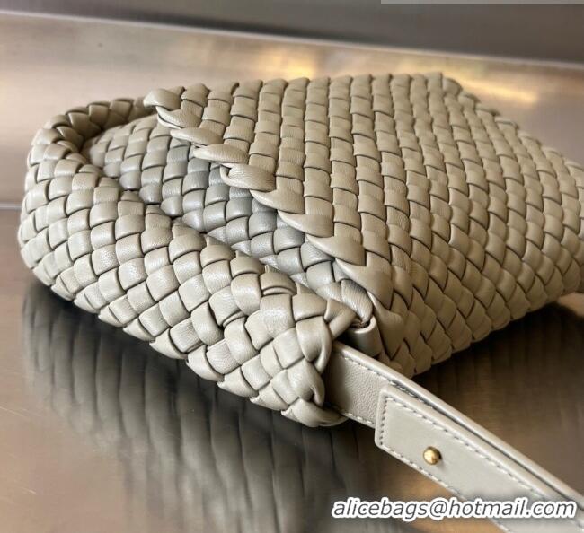 Super Quality Bottega Veneta Cobble Small Shoulder Bag in Intreccio Leather 709418 Taupe Grey 2023