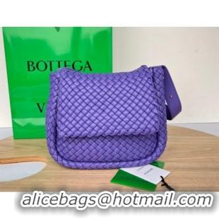 Super Quality Bottega Veneta Cobble Small Shoulder Bag in Intreccio Leather 709418 Purple 2023