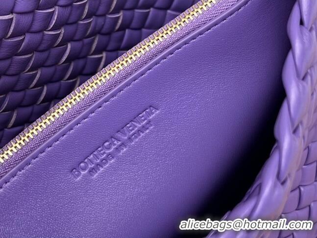 Super Quality Bottega Veneta Cobble Small Shoulder Bag in Intreccio Leather 709418 Purple 2023