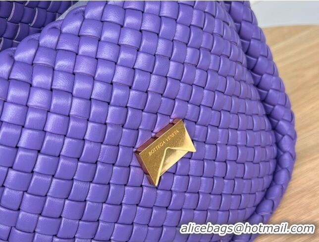 Super Quality Bottega Veneta Cobble Small Shoulder Bag in Intreccio Leather 709418 Purple 2023