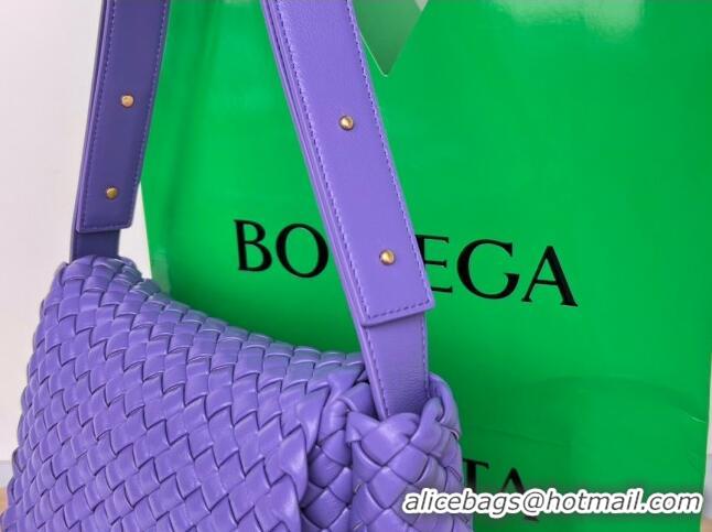 Super Quality Bottega Veneta Cobble Small Shoulder Bag in Intreccio Leather 709418 Purple 2023