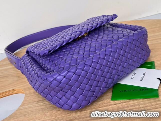 Super Quality Bottega Veneta Cobble Small Shoulder Bag in Intreccio Leather 709418 Purple 2023