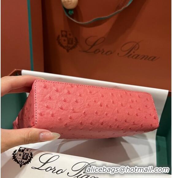 Grade Design Loro Piana Extra Pocket L19 Pouch in Ostrich Pattern Calfskin LP5435 Pink 02/Gold 2023