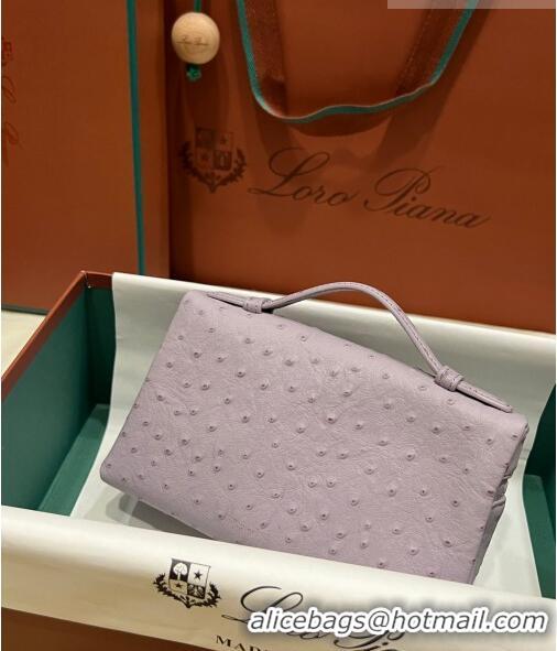 Shop Best Loro Piana Extra Pocket L19 Pouch in Ostrich Pattern Calfskin LP5435 Lilac/Gold 2023