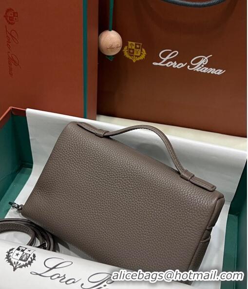 Good Quality Loro Piana Extra Pocket L19 Pouch in Calfskin Deep LP5437 Grey/Silver 2023