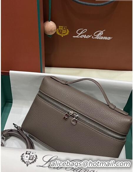 Good Quality Loro Piana Extra Pocket L19 Pouch in Calfskin Deep LP5437 Grey/Silver 2023