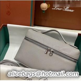 New Design Loro Piana Extra Pocket L19 Pouch in Calfskin LP5437 Light Grey/Silver 2023