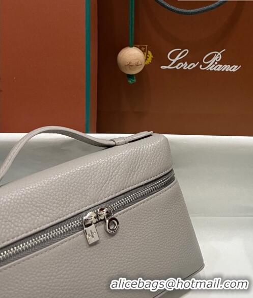 New Design Loro Piana Extra Pocket L19 Pouch in Calfskin LP5437 Light Grey/Silver 2023