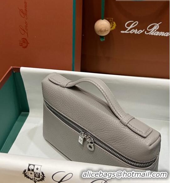 New Design Loro Piana Extra Pocket L19 Pouch in Calfskin LP5437 Light Grey/Silver 2023