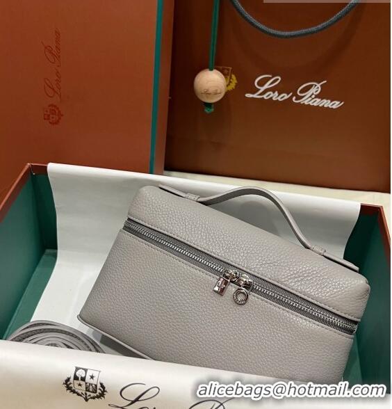 New Design Loro Piana Extra Pocket L19 Pouch in Calfskin LP5437 Light Grey/Silver 2023