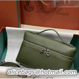 Best Price Loro Piana Extra Pocket L19 Pouch in Calfskin LP5437 Green/Silver 2023