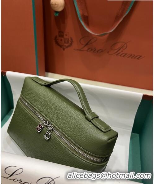 Best Price Loro Piana Extra Pocket L19 Pouch in Calfskin LP5437 Green/Silver 2023