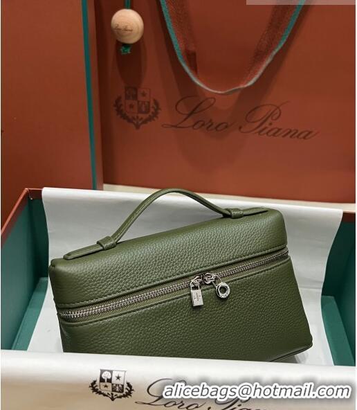 Best Price Loro Piana Extra Pocket L19 Pouch in Calfskin LP5437 Green/Silver 2023